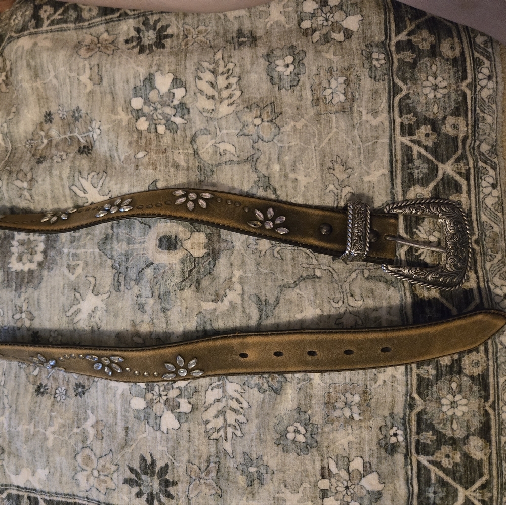 Brown Leather Belt with Silver Buckle